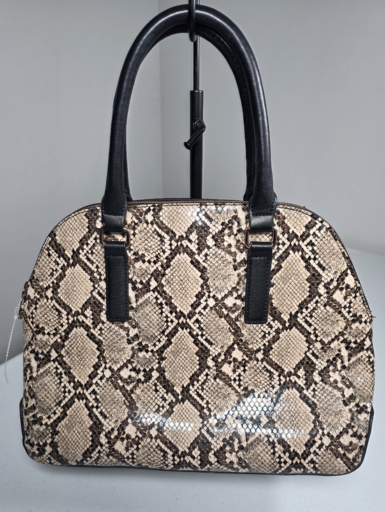 a new day Handbags - a new day Beige and Black Snake-Print Dome Satchel